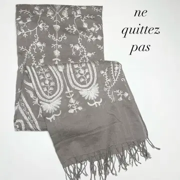 [ ne quitez pas ] 그레이 플라워 자수 스톨