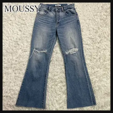 MOUSSY 부츠컷 데님 라이트 블루 플레어 데미지