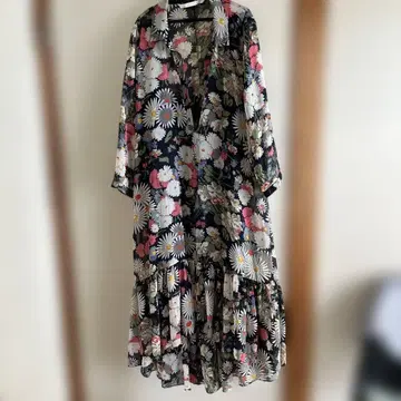 ZARA 플라워 프린트 롱 셔츠 원피스 M