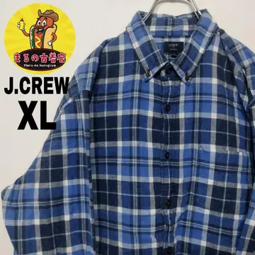 USA 구제 의류 J.CREW 플란넬 셔츠 XL 네이비 블루 체크