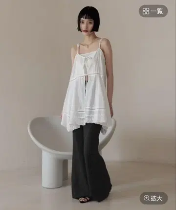화이트 레이스 슬리브리스 튜닉