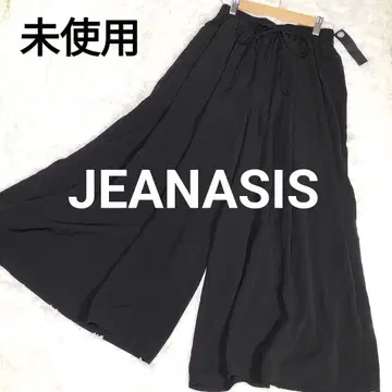 미사용 지나시스 쉬폰 드레이프감 와이드 팬츠 이지 팬츠 새상품 블랙