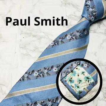 Paul Smith 폴스미스 넥타이 꽃무늬 플라워 스트라이프 파랑