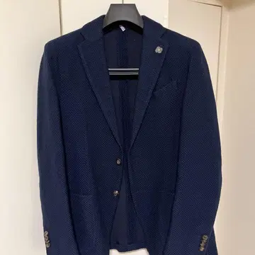 LARDINI 네이비 테일러드 자켓 꽃 브로치 포함