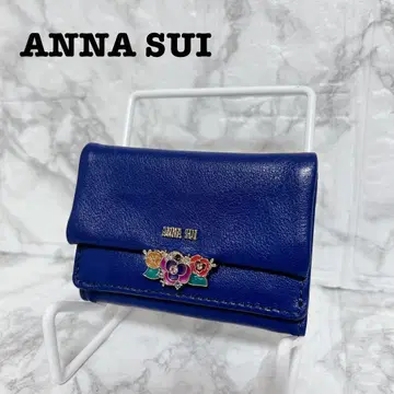 극미품 안나수이 ANNA SUI 3단 지갑 블루 주얼 플라워