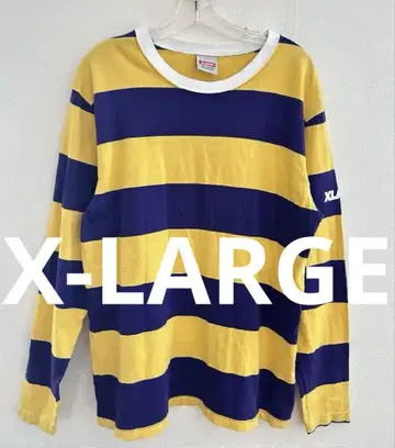 X-LARGE 엑스라지 보더 롱 슬리브 티셔츠 네이비 노랑