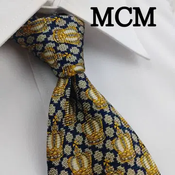 MCM 고급 실크 넥타이 올 패턴 베이지