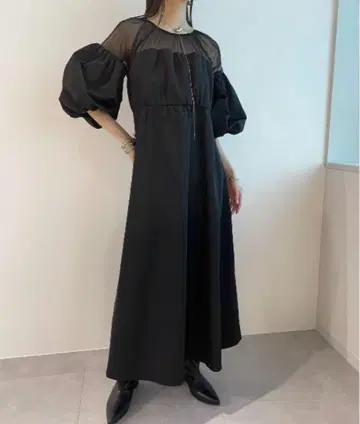 [ 포멀 ] 오간자 콤비 롱 원피스