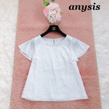 새상품급 anysis 애니시스 비쥬 레이스 쉬폰 블라우스