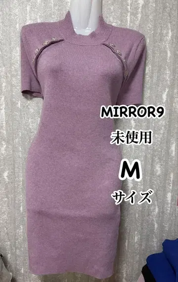 MIRROR9 미러나인 실버 버튼 리브 니트 원피스 M 사이즈