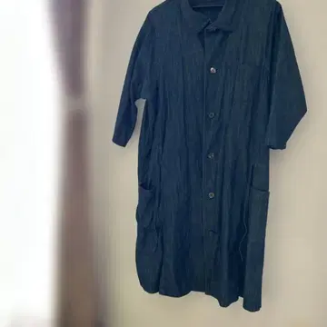 플랜테이션 롱 셔츠 코트 부드러운 데님 사이즈 LL