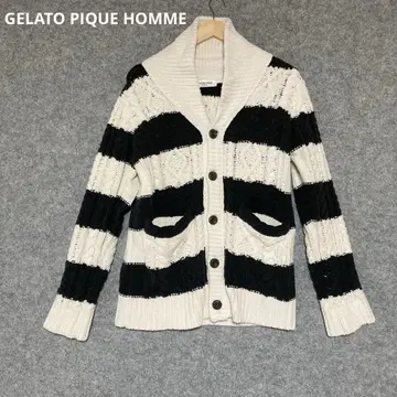 GELATO PIQUE HOMME 블랙 앤 화이트 스트라이프 가디건