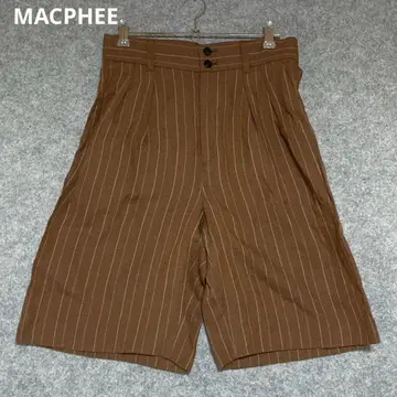 MACPHEE 스트라이프 린넨 반바지 브라운
