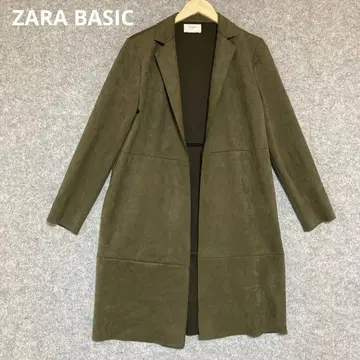 ZARA BASIC 올리브 그린 체스터 코트 스웨이드풍