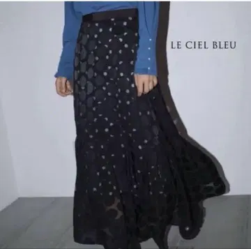 LE CIEL BLEU 도트 레이어드 맥시 스커트 36 새상품급