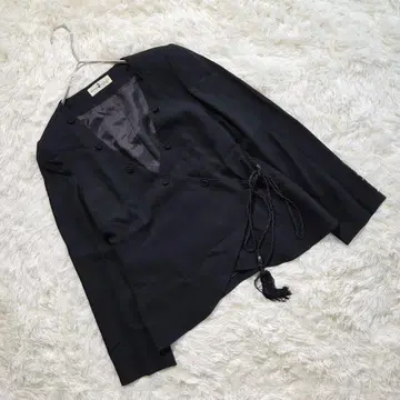 히로코코시노 자켓 노카라 자켓 프린지 네이비