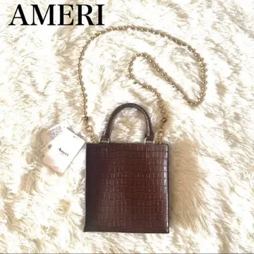 미사용 Amerivintage 2way 가죽 숄더백 크로커 무늬