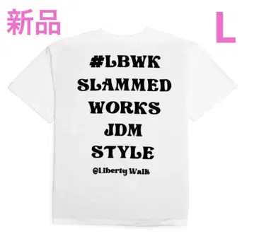 LIBERTYWALK 상의 반팔 T셔츠 화이트 플로키 자수 로고