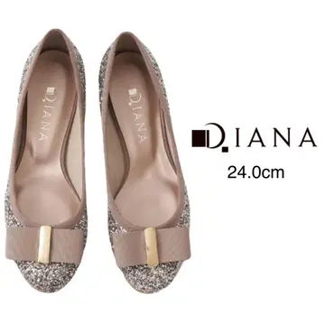 컨디션 최상 DIANA 다이애나 글리터 펌프스 리본 핑크 라메 펌프스