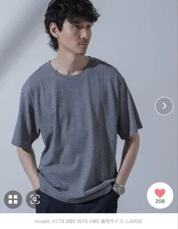 Anti Soaked(R) 땀 얼룩 방지 핑 보더 크루넥 티셔츠
