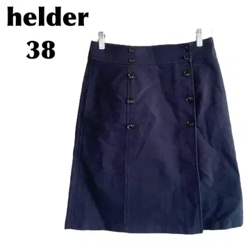 helder/엘데 [38] 미디 스커트 사다리꼴 네이비 페이크 버튼