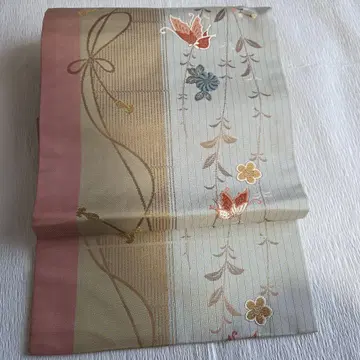 나고야 오비 꽃무늬 리본 무늬 순수 실크