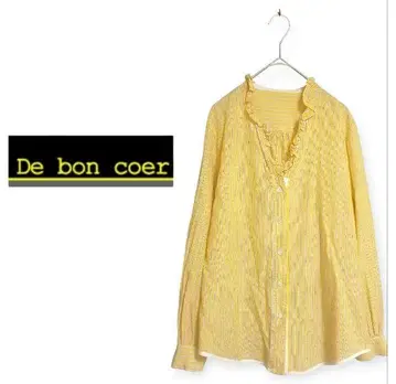[일본제] De bon coer 프릴 넥 스트라이프 셔츠 블라우스
