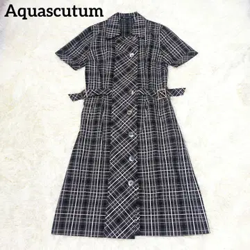 Aquascutum 아쿠아 스큐텀 셔츠 원피스 실크 혼방 체크