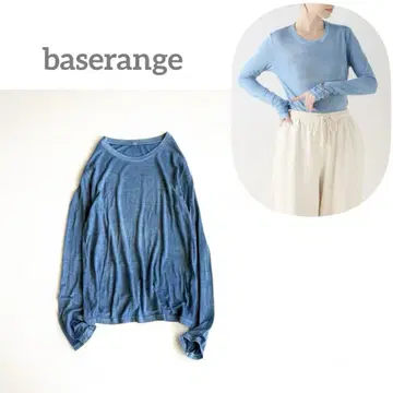 레어 baserange 시어 티셔츠 긴팔 베이스레인지 블루 밤부