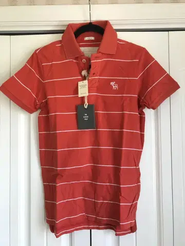 Abercrombie & Fitch 오렌지 스트라이프 피케 셔츠 S