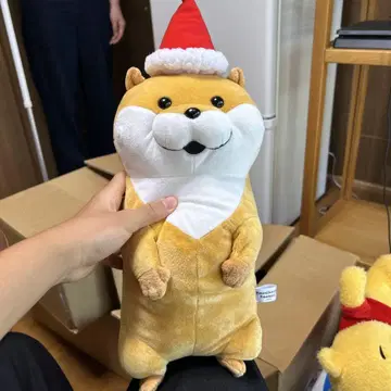 산타 모자 시바견 봉제인형