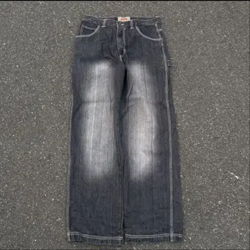 vintage y2k 블랙 배기 데님 배기 팬츠 원단