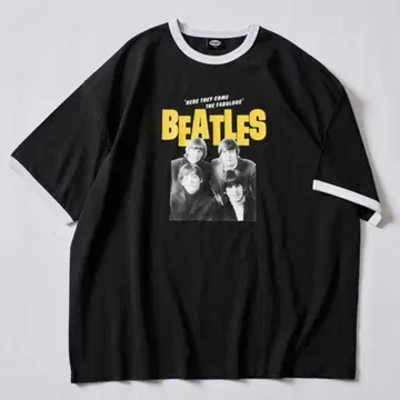 The Beatles 빅 실루엣 포토 프린트 링거 티셔츠