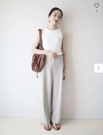 플라스테 긴 기장의 와이드 팬츠 린넨 블렌드