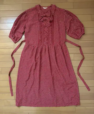 PINK HOUSE 핑크하우스 도트 무늬 롱 원피스