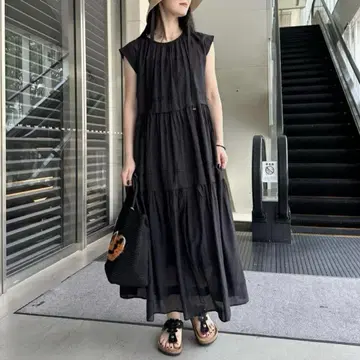 UNITED ARROWS 티어드 맥시 원피스 36 슬리브리스