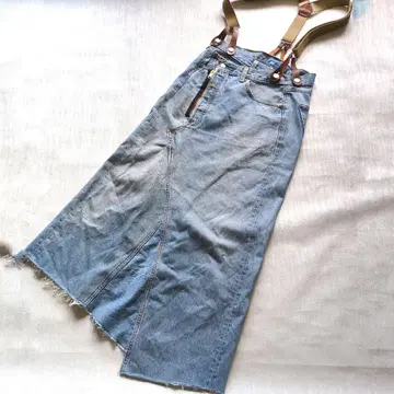 Risleyvintage 서스펜더 라이트 블루 롱 스커트 일본제