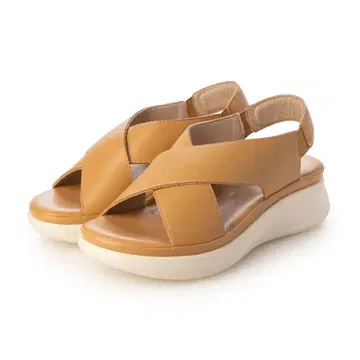새상품 크루아상 샌들 통굽 5cm 힐 23 22.5 외반모지 신발
