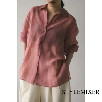 미사용 택 포함 STYLEMIXER 슬릿 슬리브 시어 셔츠 핑크