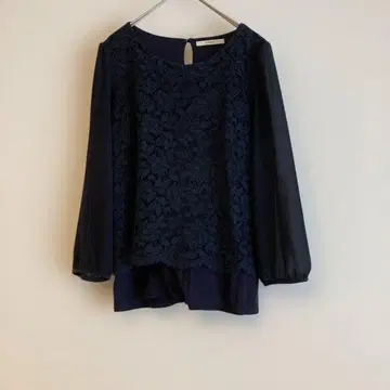 ANAYI 네이비 레이스 탑 긴팔
