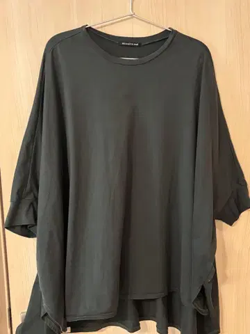 mizuiro ind 짙은 그린 5부 소매 튜닉 풀오버 면 100