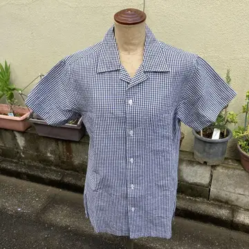 마가렛호웰 구 택 깅엄 체크 오픈 카라 셔츠