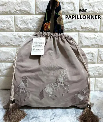 미사용 ear PAPILLONNER 이아파피요네 말 자수 토트백