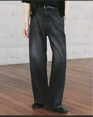 WYM LIDNM/CURVED FLARE DENIM SLACKS