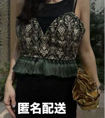 Ameri INDIA EMBROIDERY 뷔스티에 [ 카키 ]