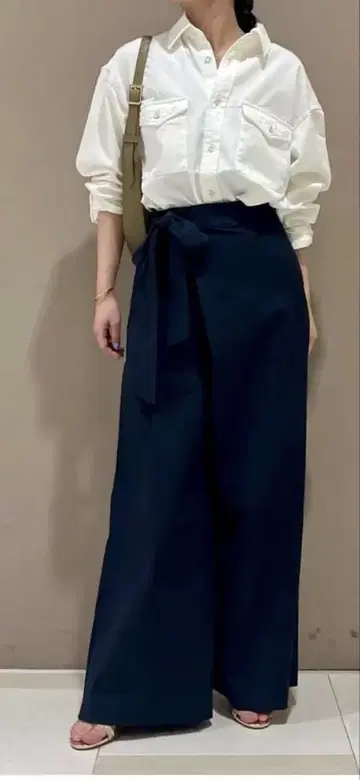 SLOBEIENA 린넨 혼방 리본 팬츠