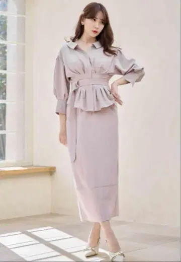 herlipto Belted Denim Effect Shirt Dress