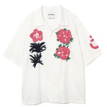 NOMA t.d. WORK BY HAND 플라워 자수 오픈 카라 셔츠