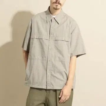 미품 Steven Alan 체크 크루저 셔츠 베이지