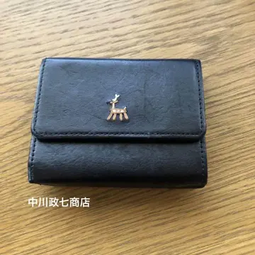 나카가와 마사시치 상점 사슴 가족 3단 폴더형 지갑 천연 가죽
